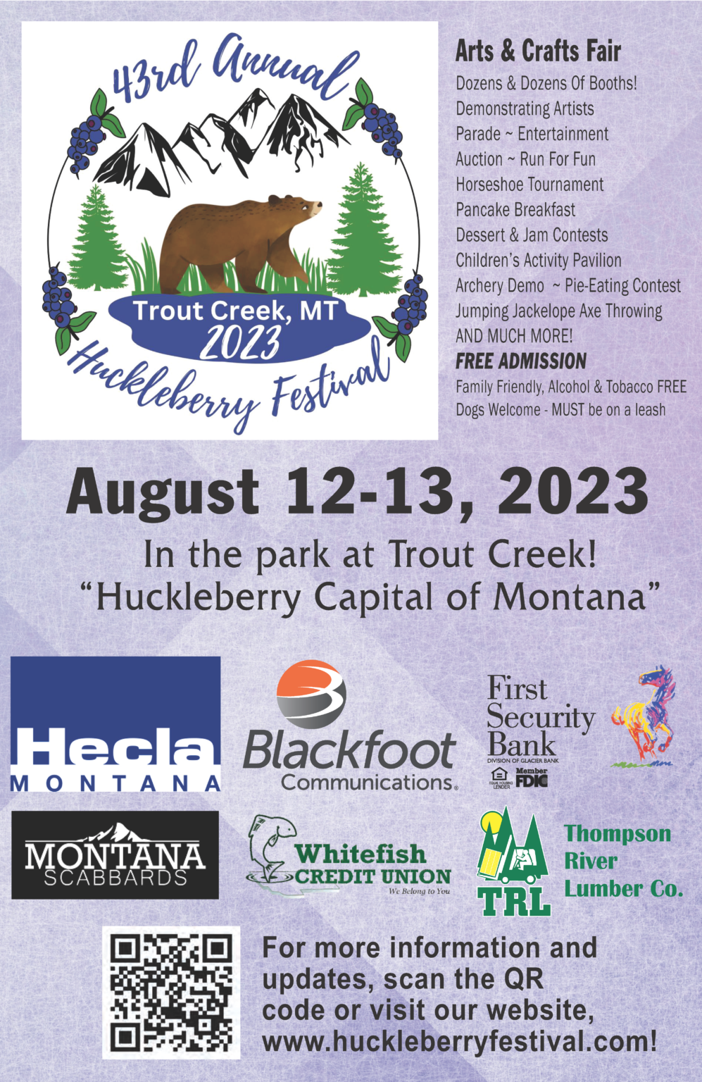 Huckleberry Festival annually held in Trout Creek, western Montana